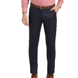 Sojanya Navy Regular Slim Fit Trousers image 1