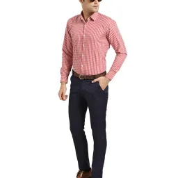 Sojanya Navy Regular Slim Fit Trousers image 5