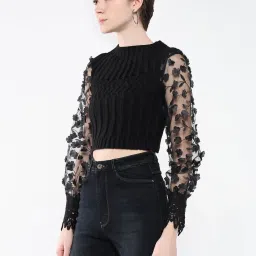 showoffff SHOWOFF Black Regular Fit Crop Top image 3