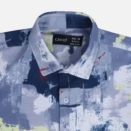 Cavio Boys Blue Printed Full Sleeves Shirts image 3