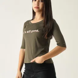 showoffff SHOWOFF Olive Graphic Print T-Shirt image 3