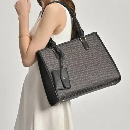 LAVIE LUXE Black Printed Large Satchel Handbag with Pouch image 1