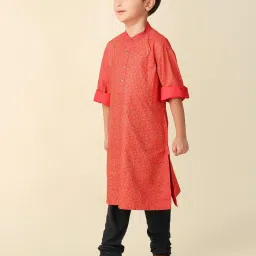 Fabindia Kids Red Printed Full Sleeves Kurta image 3