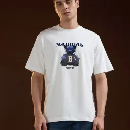 The Bear House White Oversized Printed T-Shirt image 1