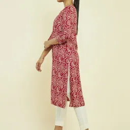 Soch Maroon Printed Straight Kurta image 3