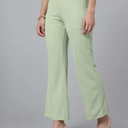 SELVIA Light Green Regular Fit Mid Rise Trousers image 3