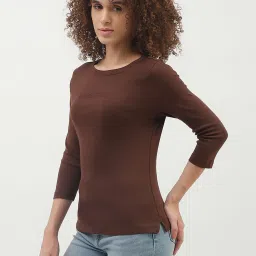 United Colors of Benetton Brown Cotton Graphic Print Top image 3