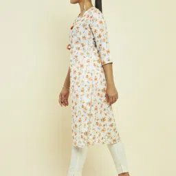 Soch Cream Linen Printed Straight Kurta image 3