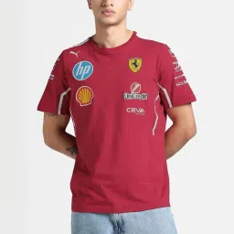 Puma Red Cotton Regular Fit Printed Sports T-Shirts image 1