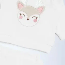 HOP Baby by Westside White Embroidered Sweatshirt and Joggers Set image 3