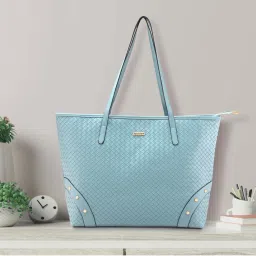 Fastrack Blue Textured Tote Handbag image 1
