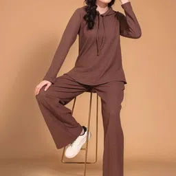 Fashfun Self Design Hooded Neck Top With Trousers Co-Ords-picture-28