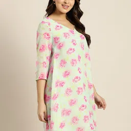 Qurvii Floral Georgette A-Line Mini Dress image 3