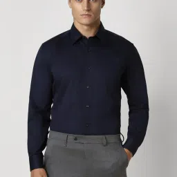 Van Heusen Navy Cotton Regular Fit Shirt image 1