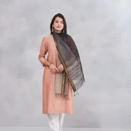 Fabindia Grey Woven Design Stole-image-35