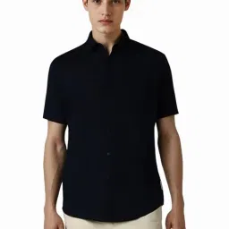 Van Heusen Navy Cotton Slim Fit Shirt-picture-10