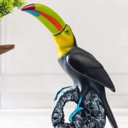 Smokey Cocktail Black & Yellow Resin Toucan Tropican Bird Sculpture-image-55