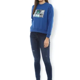 Van Heusen Blue Printed Sweatshirt image 4