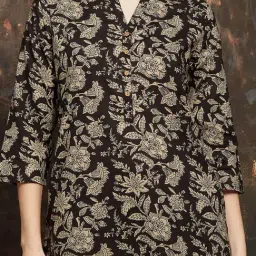 Melange By Lifestyle Black Cotton Regular Fit Printed Kurta image 5