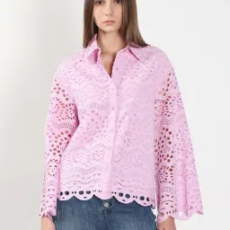 Vero Moda Light Lilac Self Pattern Casual Shirt-image-58