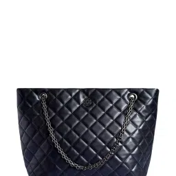 Lino Perros Black Textured Leather Quilted Tote image 1