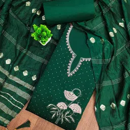 Rangtulika Ethnics Floral Printed Thread Work Unstitched Dress Material-image-3