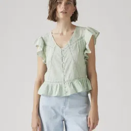 Levi's Green Cotton Regular Fit Tops-image-40