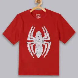 Kidsville Red Cotton Embellished T-Shirt-image-0