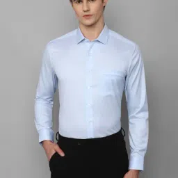 Louis Philippe Permapress Blue Cotton Slim Fit Shirt-picture-17