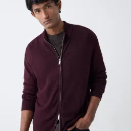 WES Formals by Westside Wine Ribbed-Textured Slim-Fit Sweater-picture-24