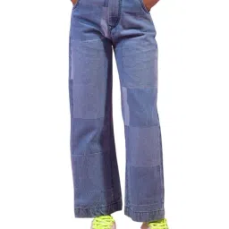 Crimsoune Club Girls Blue Cotton Wide Fit Jeans-picture-45