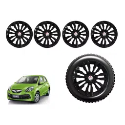 Auto Pearl T4B09_R Press Type Car Wheel Cover with Retention Ring 35.56 cm (14 Inch) Glossy Black for Honda Brio (Set of 4)-picture-18