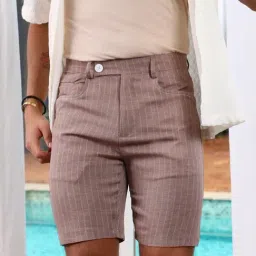 Campus Sutra Brown Regular Fit Striped Shorts-picture-17