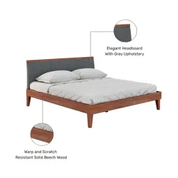 durian Pure Garren Solid Wood King Size Bed in Brown Finish image 5