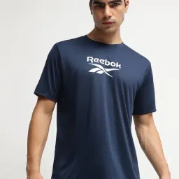 Reebok Navy Regular Fit Logo Printed Sports T-Shirt-picture-46