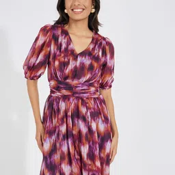 Styli Print Puff Sleeve A-Line Maxi Dress image 5