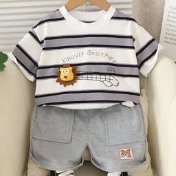 POP STREET KIDS Boys Striped T-shirt with Shorts-picture-25