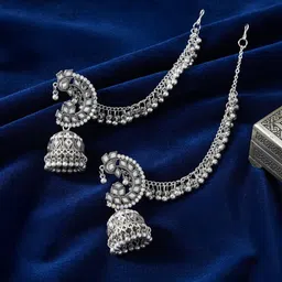 PRIVIU Peacock Shaped Jhumkas Earrings-picture-46