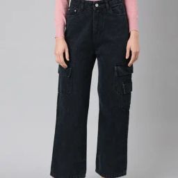 showoffff SHOWOFF Dark Blue Denim Relaxed Fit Mid Rise Cargo Jeans-picture-39