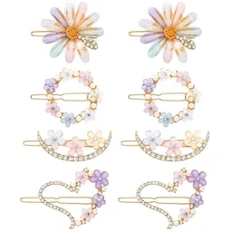 Axpro Women Set Of 8 Korean Style Flower Hair Lock Pins Hair Accessory Set-image-74