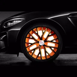 Auto Pearl BO19 R13 r 33.02 cm (13 Inch) ess Type Wheel Hubcap with Retention Ring Glossy Black Orange Wheel Cover for Tata Tiago Revotron XM (Set of 4) image 5