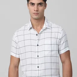 Mufti Men Spread Collar Windowpane Checked Cotton Slim Fit Casual Shirt-picture-40