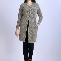 Winter Wonders Chevron Self-Design Full Sleeve Longline Cardigan image 5