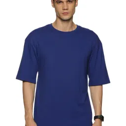 IMPACKT Blue Loose Fit Cotton Oversized Crew T-Shirt-picture-12