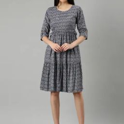 showoffff SHOWOFF Navy Printed Midi Dress-picture-38