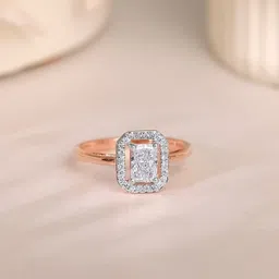 GIVA 14 Kt Rose Gold Magnum Halo Diamond Ring-picture-11