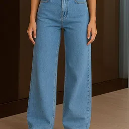 Flying Girls Women Classic Relaxed Fit High-Rise Acid Wash Stretchable Jeans-image-37