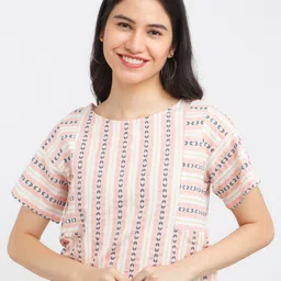 Zink London Yellow & Pink Striped Pure Cotton Crop Top-picture-32