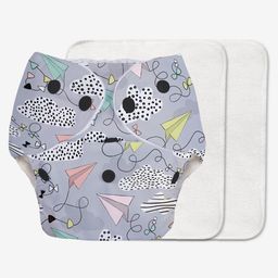 superbottoms Super Bottoms Basic Reusable Cloth Diaper Paper Plane Print- Multicolor-picture-45