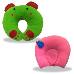 Chinmay Kids Mustard Seeds, Polyester Fibre Animals Baby Pillow Pack of 2 Green, Pink-picture-22